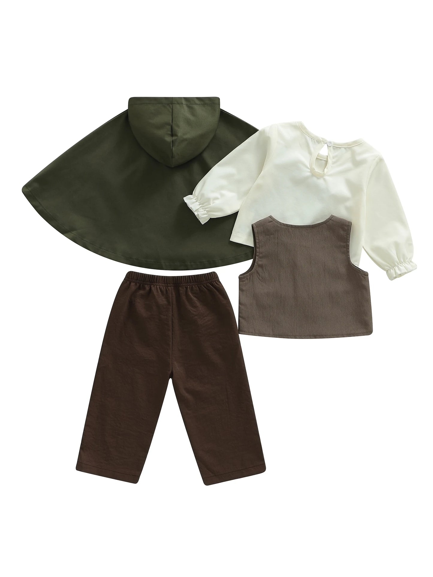 Toddler Boys Fall Winter Gentleman Clothing Set - 4-Piece Outfit with Shirt, Pants, Vest & Cape (0-4Y)