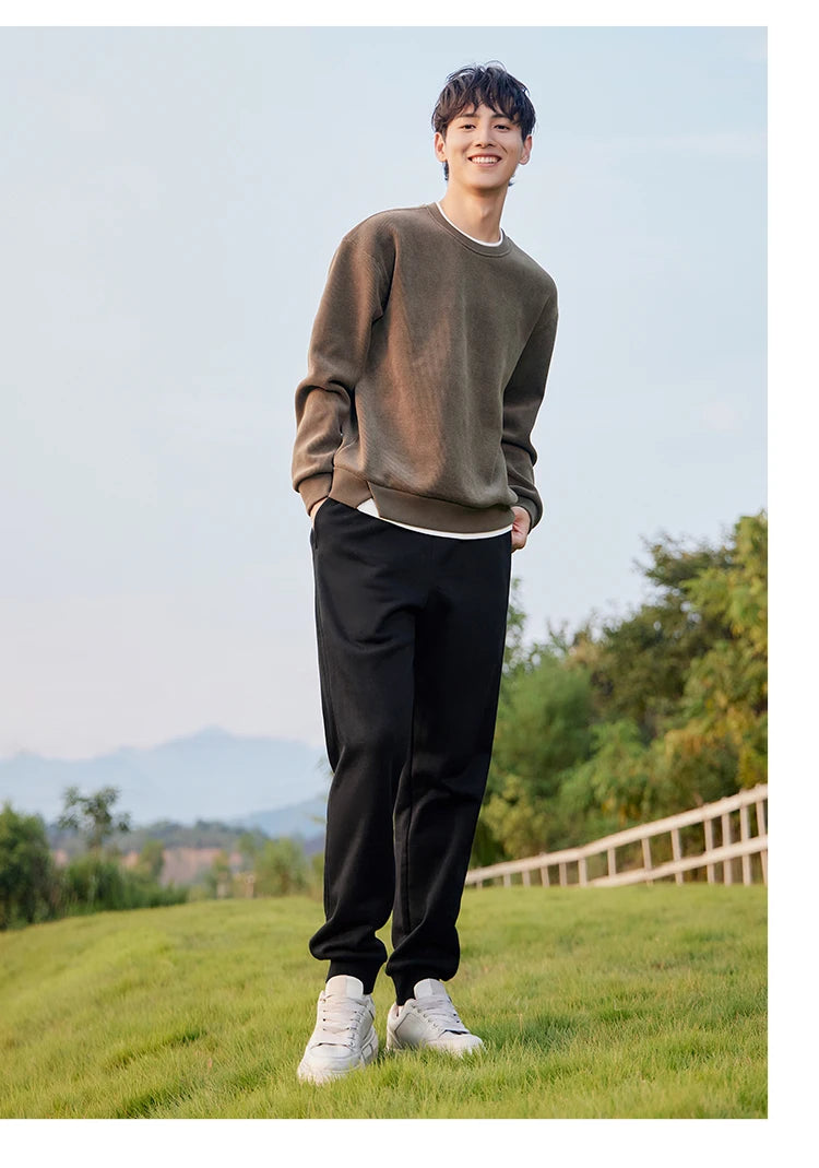 Men's Thermal Fleece Lined Jogger Pants - Antibacterial Loose Fit Winter Sweatpants