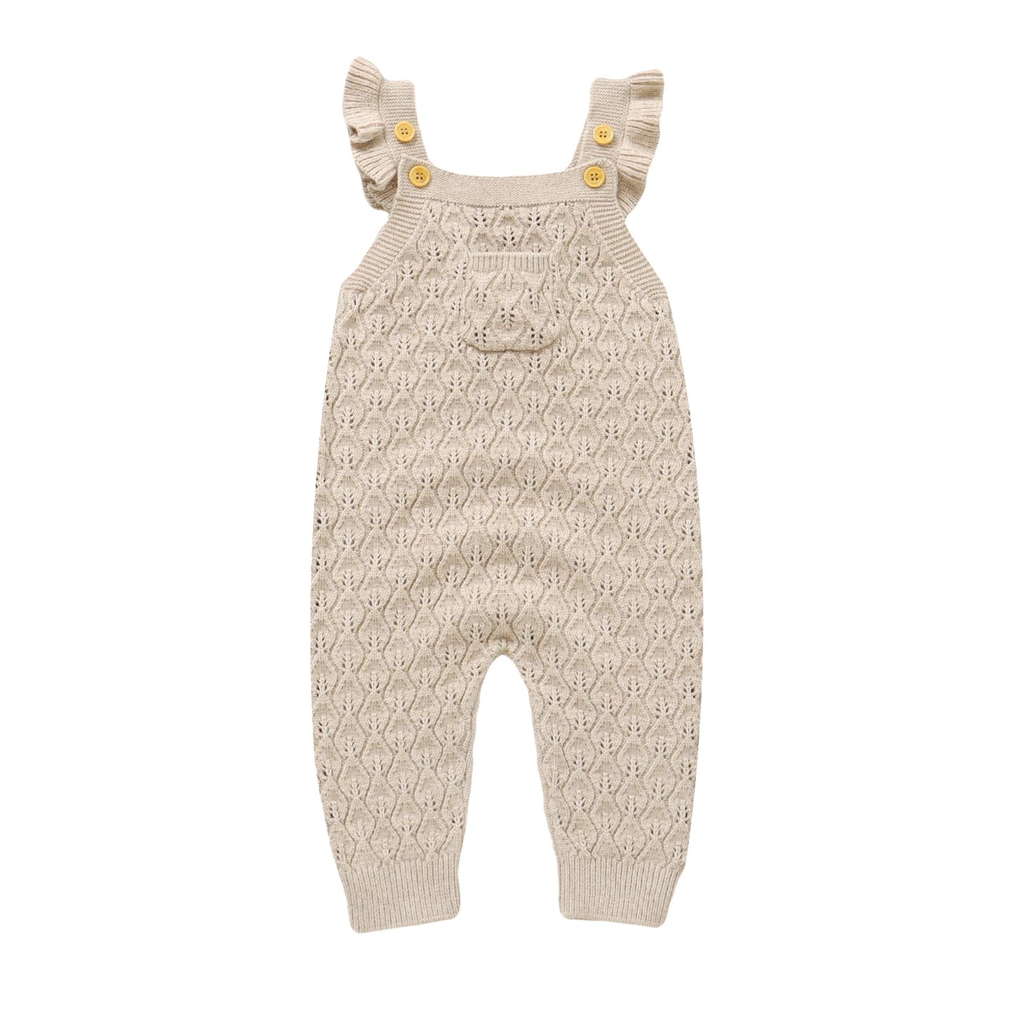 Baby Autumn Romper - Solid Ruffles Fly Sleeve Knit Jumpsuit Overalls Sweater