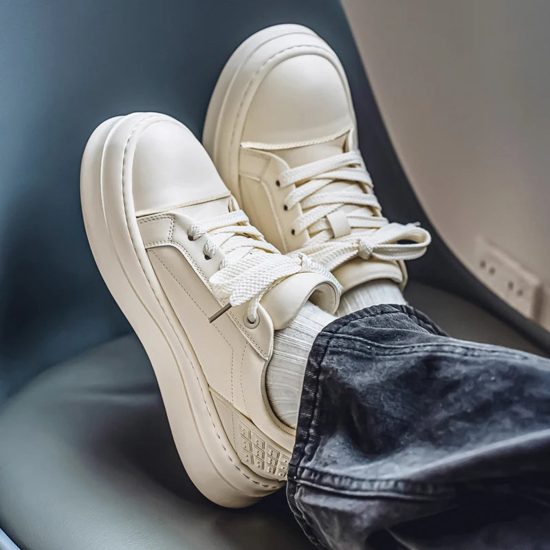 Men's Casual Leather Skateboard Vulcanized Tennis Sports Shoes Sneakers