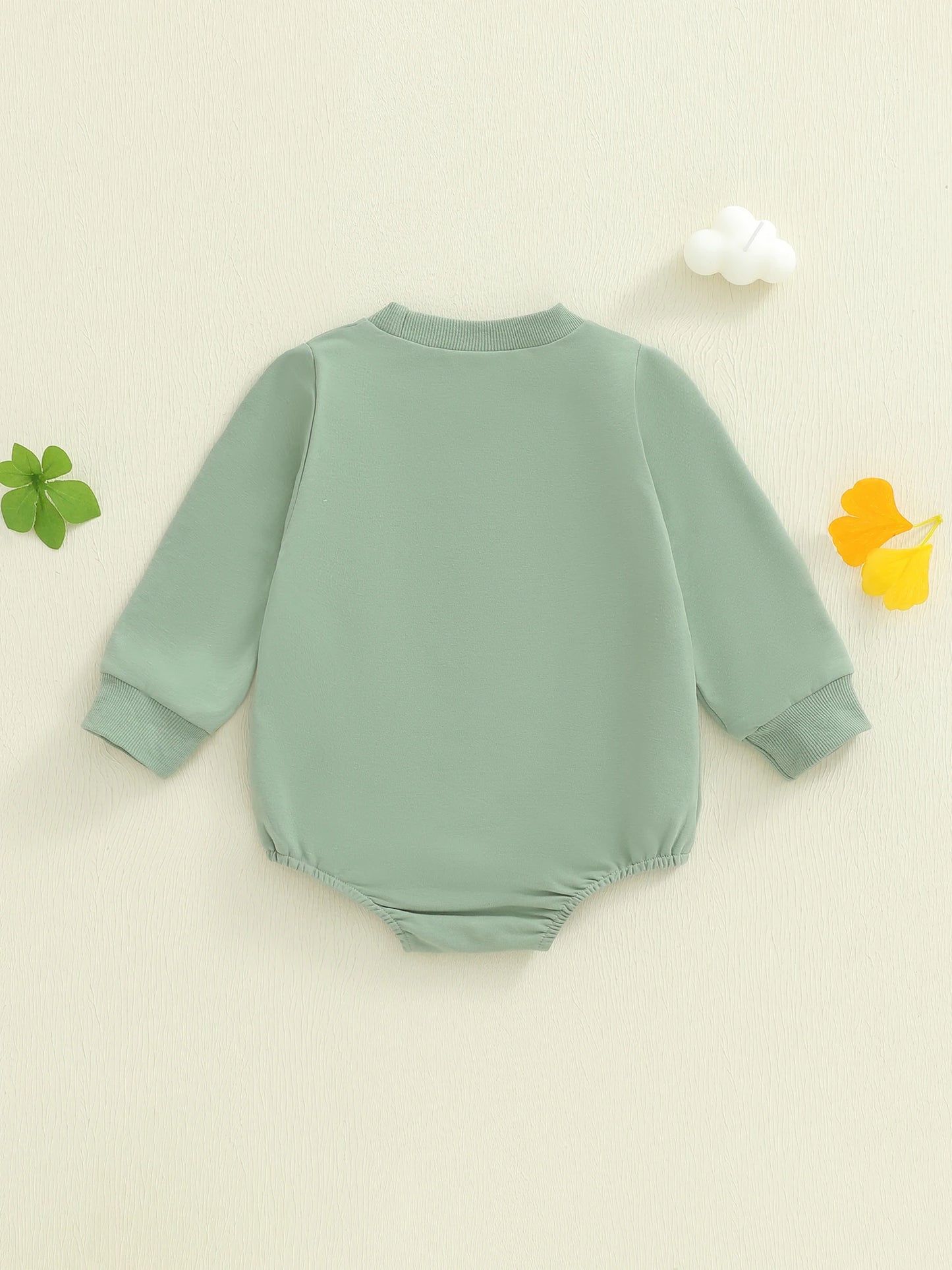 Baby Fall Winter Romper - Long Sleeve Crew Neck Embroidery Fruit Letters Bodysuit