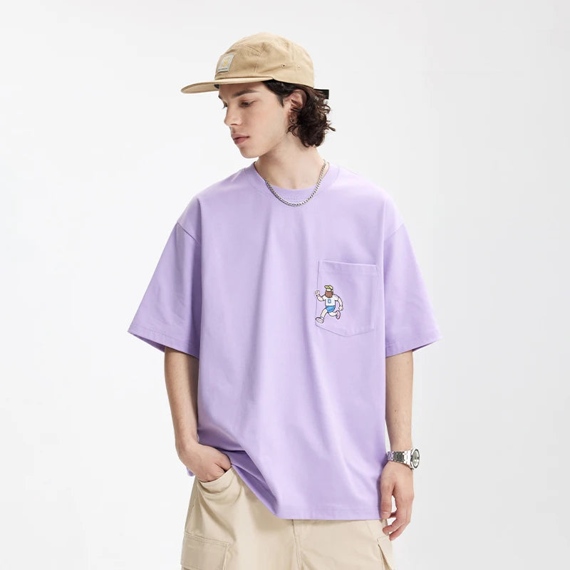 Unisex Sports Embroidered Pocket Tech Fabric Cool Touch Quick-Dry Short Sleeve T-Shirt