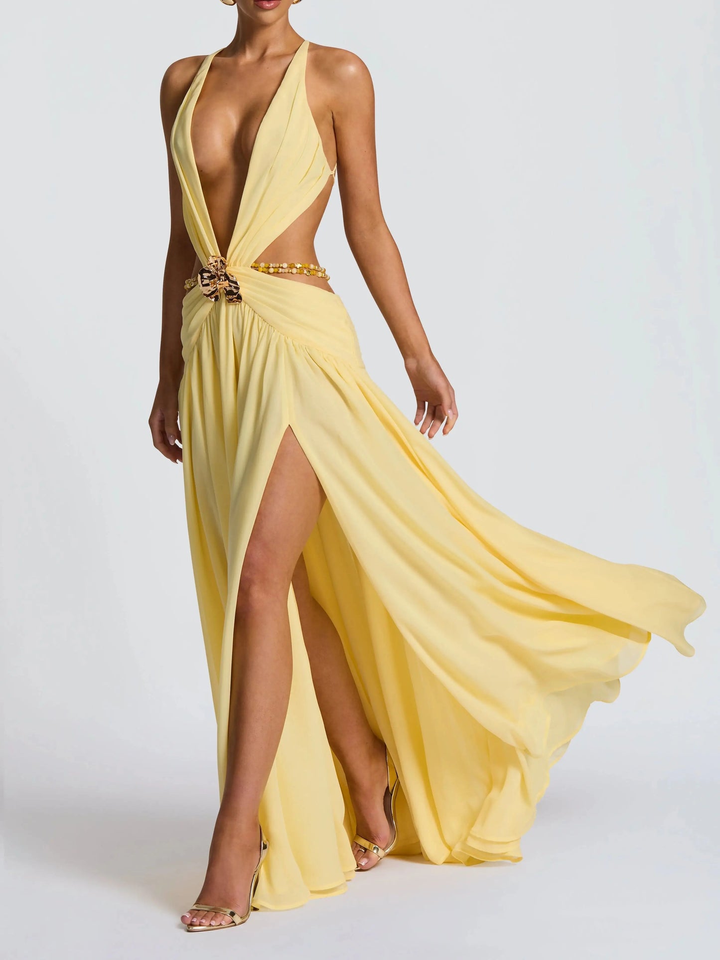 Women's Cut Out Beach Dress - V-Neck Summer Beachwear Cover Up
