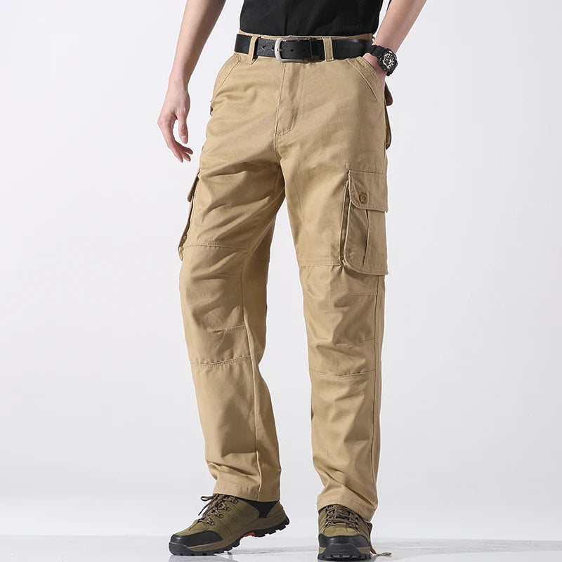 Spring Autumn Cotton Cargo Pants - Multiple Pockets Casual Trousers