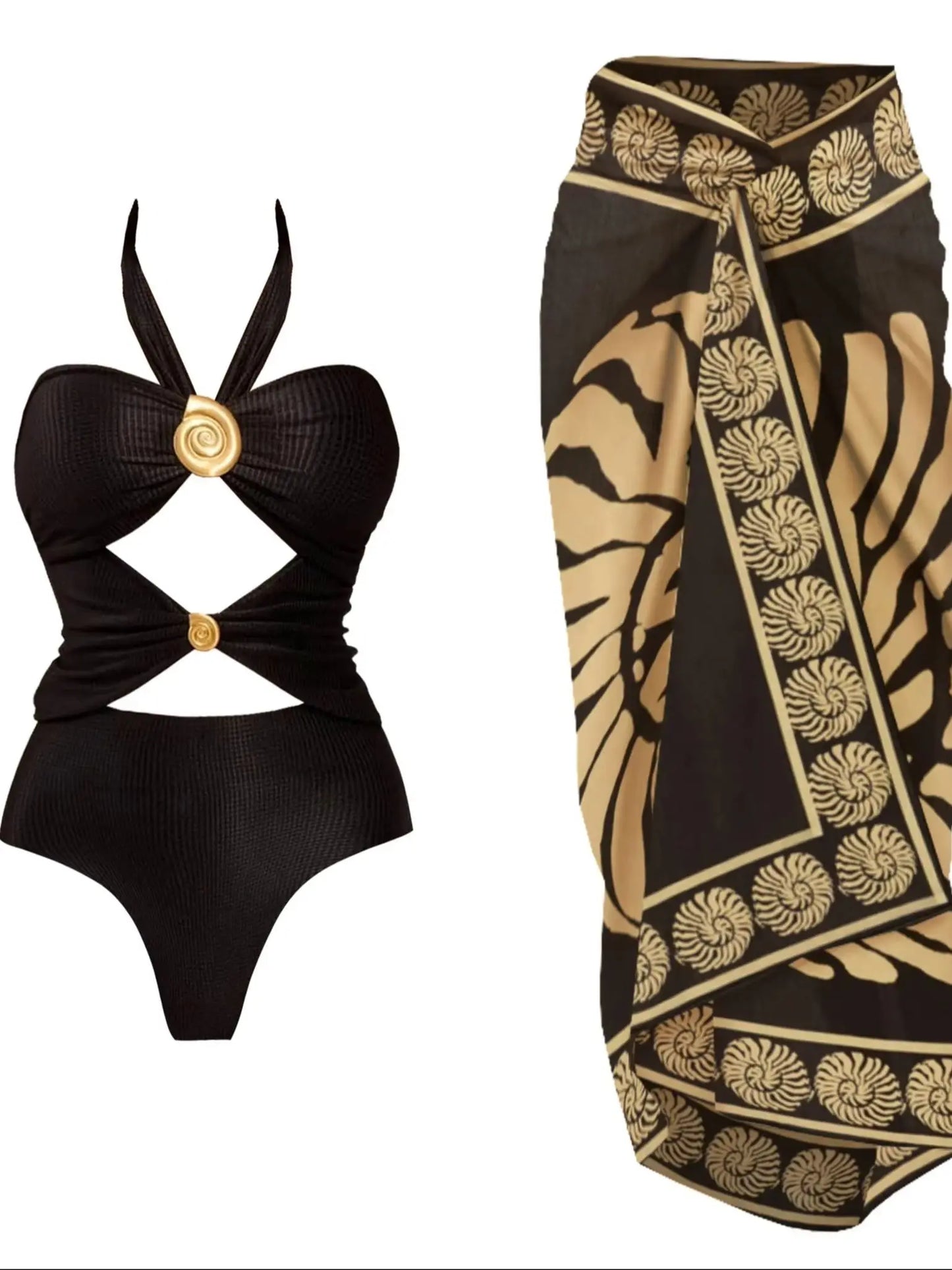 Women's Two Piece Set Skirt Set V Neck Cut Out Sleeveless Slimming Bustier Skirt Beach Skirt