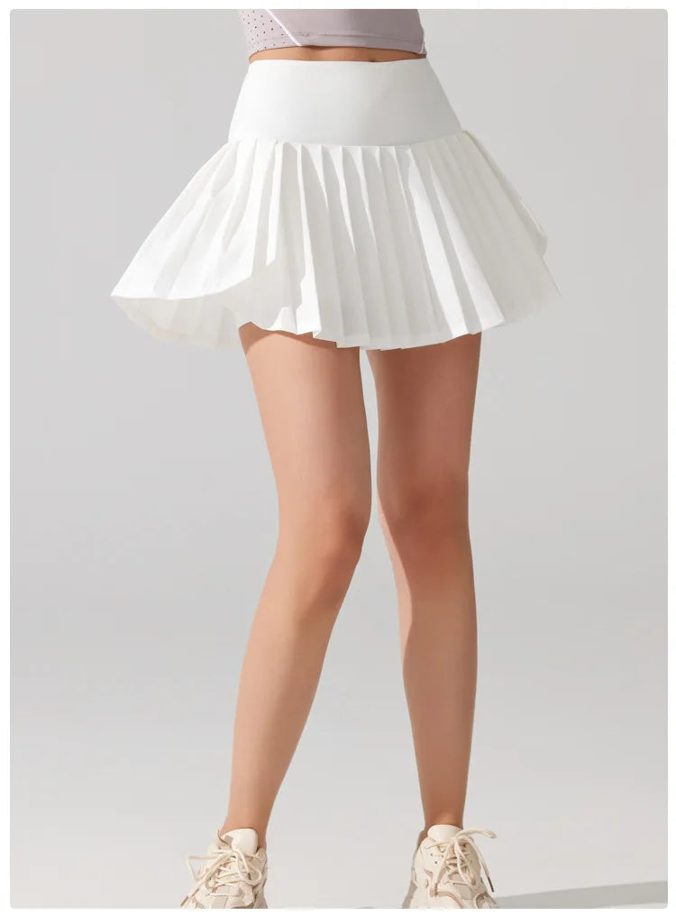 Women's High Waist Tennis Skort - Quick Dry Workout Skirt with Pockets