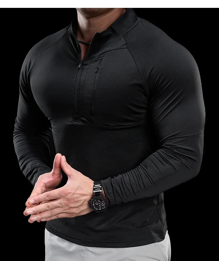 Men's Gym Fitness Quick Dry Running Sport Long Sleeves Trackwear Bodybuilding Training Top