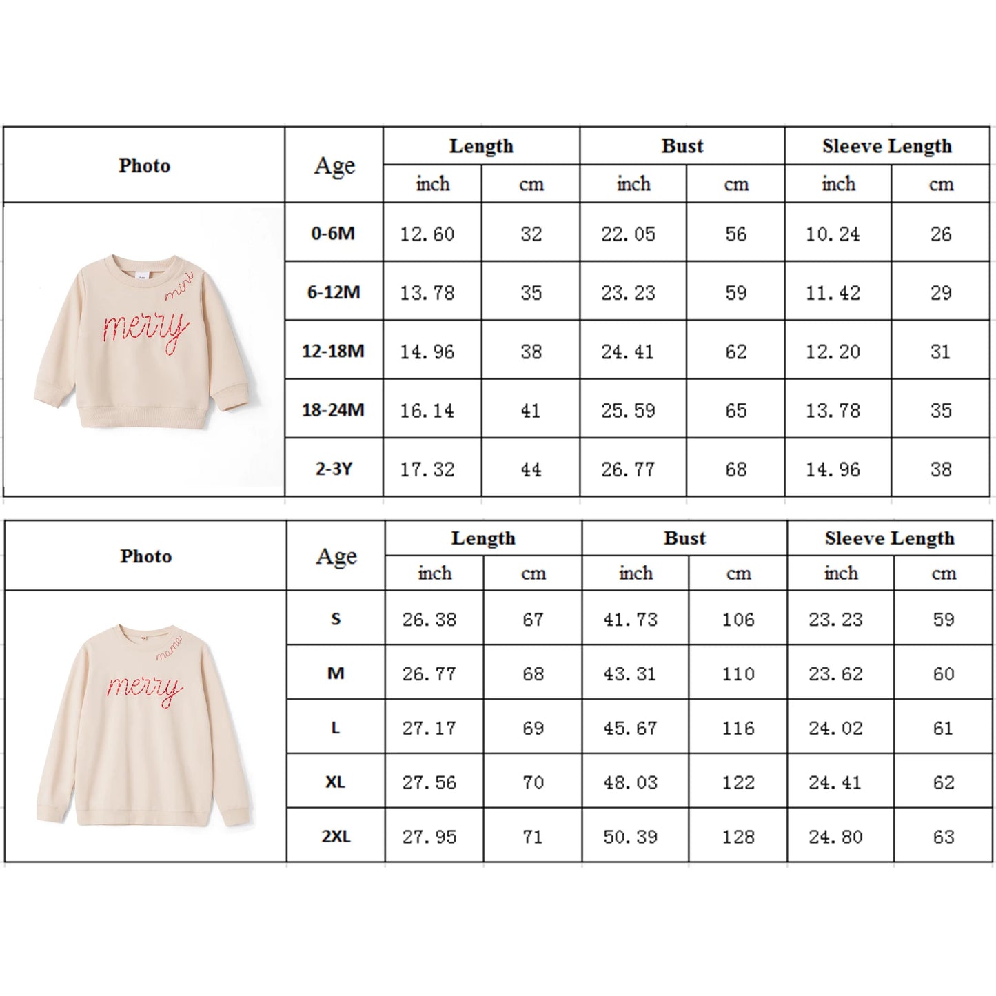 Mommy and Me Matching Christmas Sweatshirt - Letter Embroidery Long Sleeve