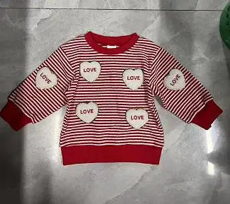 Toddler Girls Valentine's Day Sweatshirt with Heart Embroidery (0-4Y)