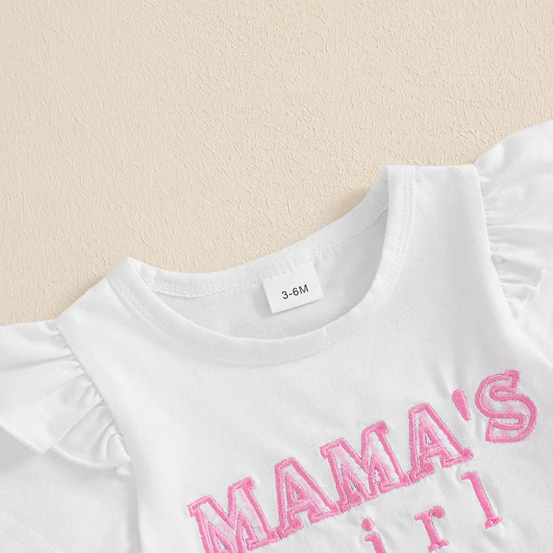 Baby Girls Summer Outfit Set - Letter Embroidery T-Shirt & Plaid Shorts (0-3Y)