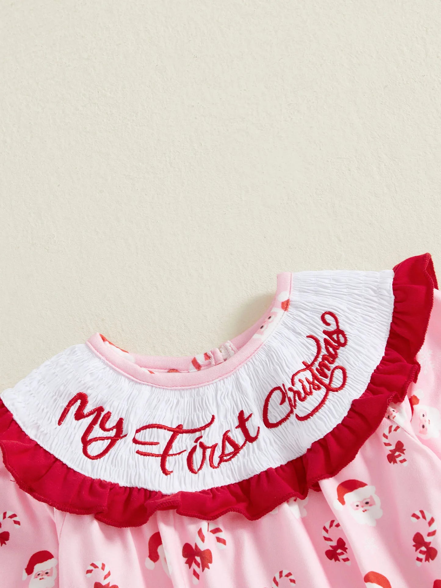 Baby Girls Christmas Letter Embroidered Romper with Bow (0-18M)