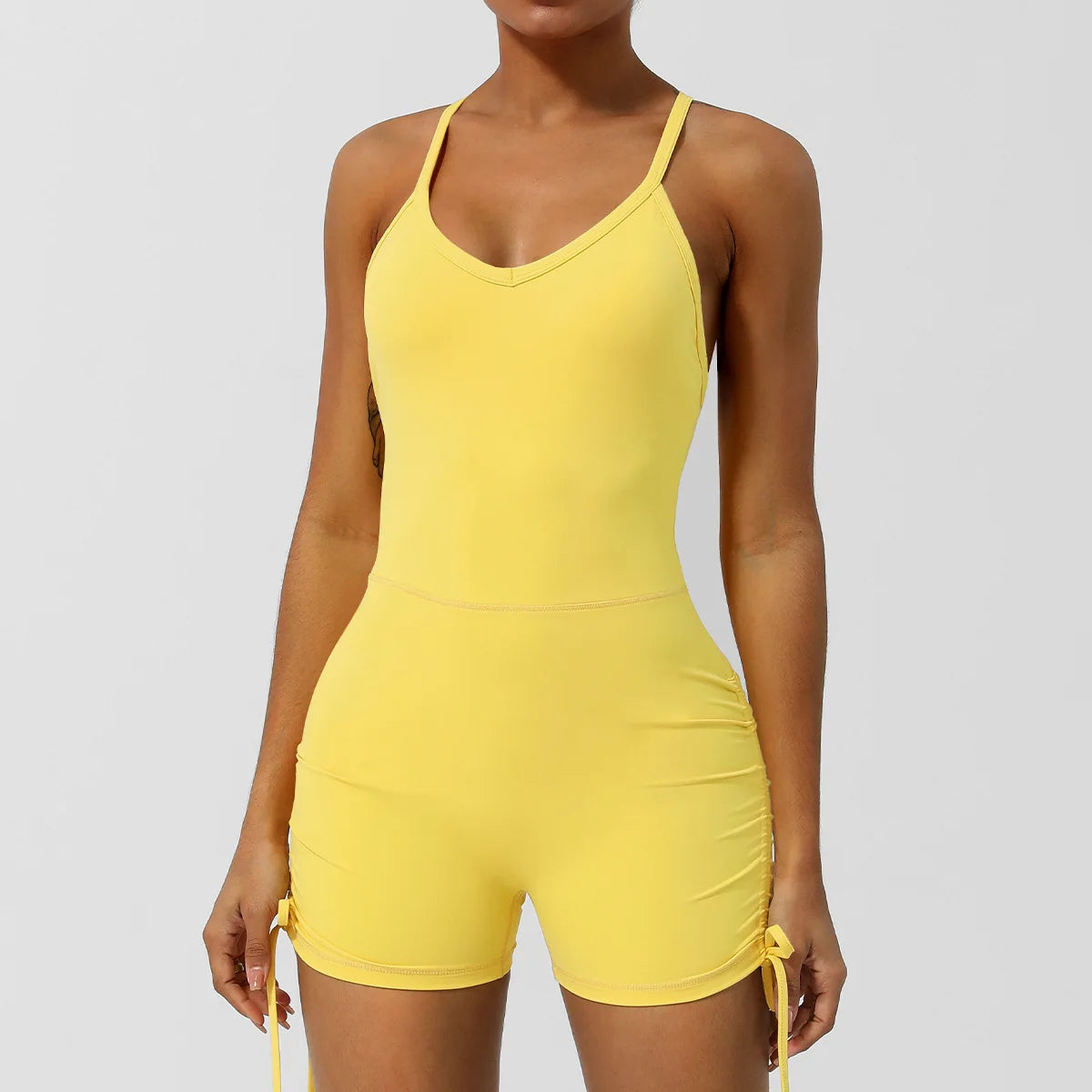 Women's Fitness Yoga Set One Piece Gym Jumpsuit Breathable Quick Dry Running Short Sportswear Workout Activewear