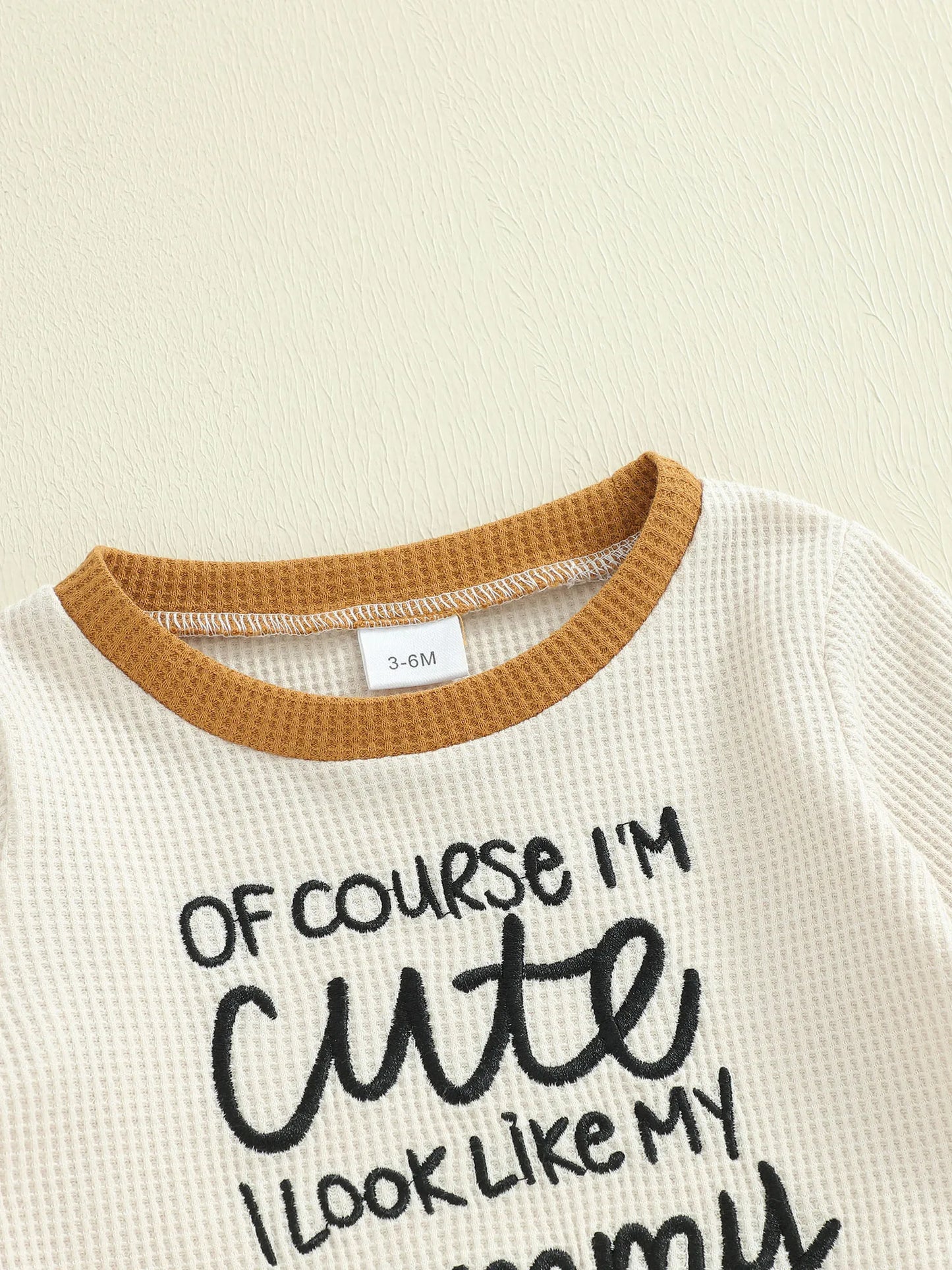 Baby Boys Letter Print Outfit Set - Long Sleeve Crew Neck Sweatshirt & Elastic Waist Pants (0-3Y)