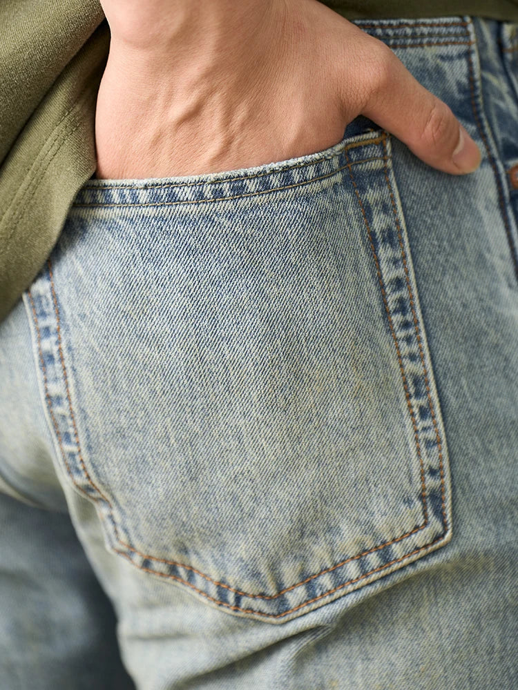 Men's Bootcut Jeans - Vintage Washed Denim with Stretch