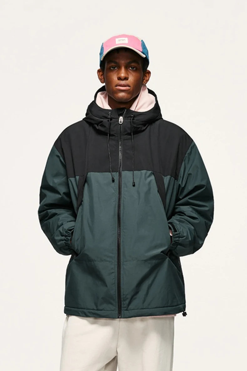 Unisex Winter Arctic Velvet Inner Parkas  High Neck Windproof Cotton Padded Hooded Jacket Outdoor Coat