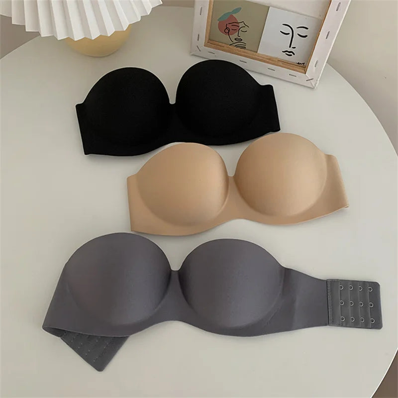 Women's Strapless Bras Wireless Bralette Soft Underwear Seamless Bras Invisible Bra With 2pcs Straps