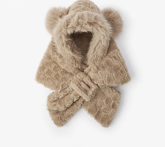Cute Bear Hooded Scarf - Plush Neck Warmer Winter Accessory
