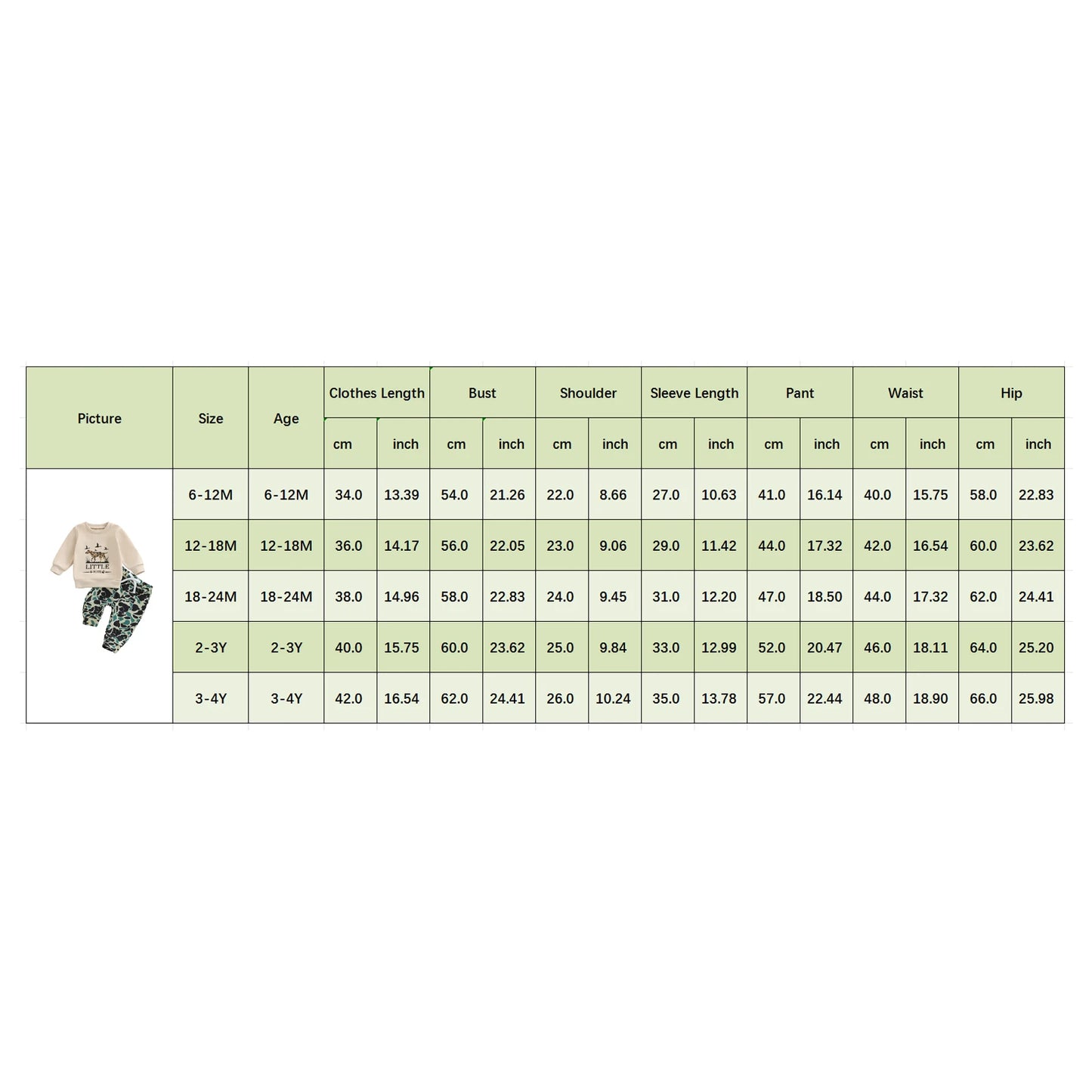 Baby Boys Animal Print Sweatshirt & Camouflage Pants Set (0-4Y)