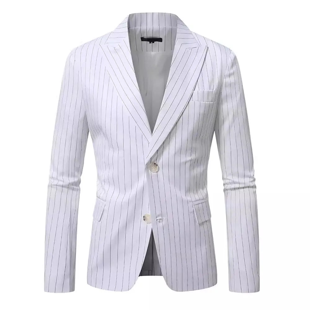 Men's Striped Blazer - Slim Fit Smart Casual Wedding Suit Jacket