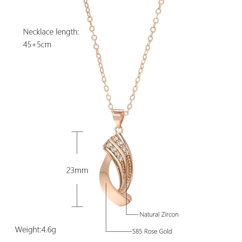Glossy Geometry Natural Zircon Pendant Pendant Necklace for Women 585 Rose Gold Colour