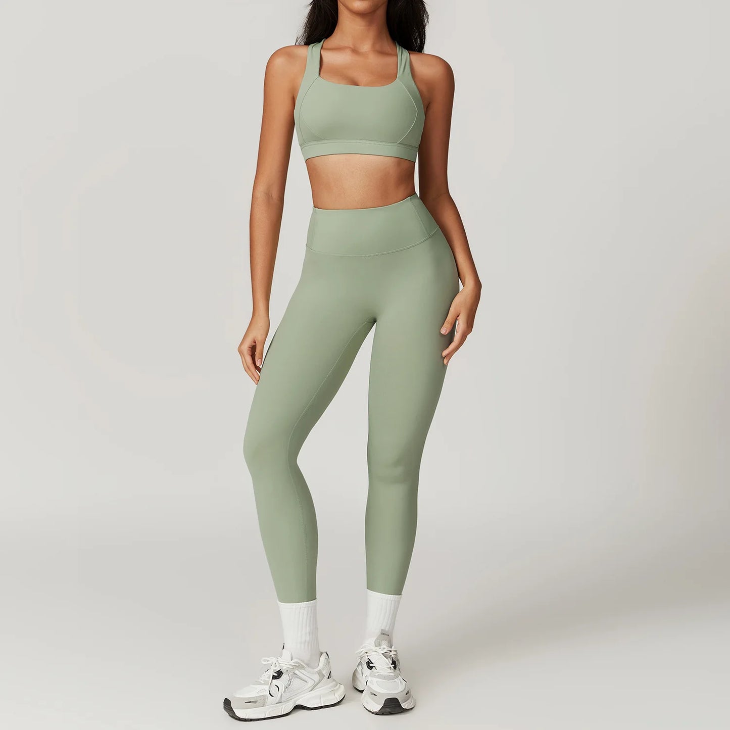 Women's 2Pcs Sports Fitness Tracksuit Workout Sportswear Quick-Drying Yoga Gym Yoga Set