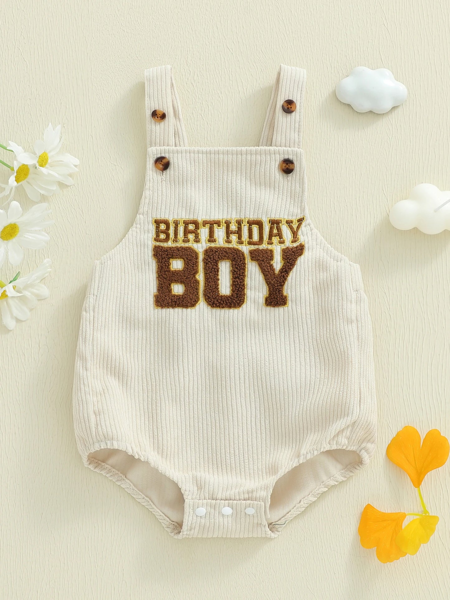 Newborn Baby Boys Romper - Letter Embroidery Square Neck Sleeveless Jumpsuit (0-18M)