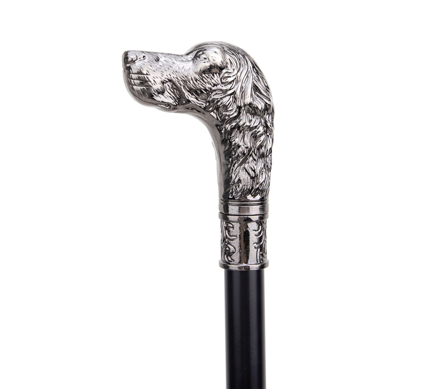 Elegant Dog Head Walking Cane - Decorative Silver Walking Stick 93cm