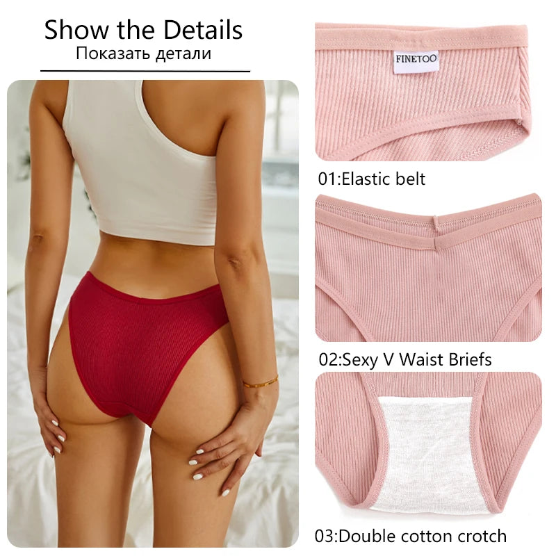 Women's 3PC Cotton V Waist Underwear Brief Comfortable Underpants Lingerie