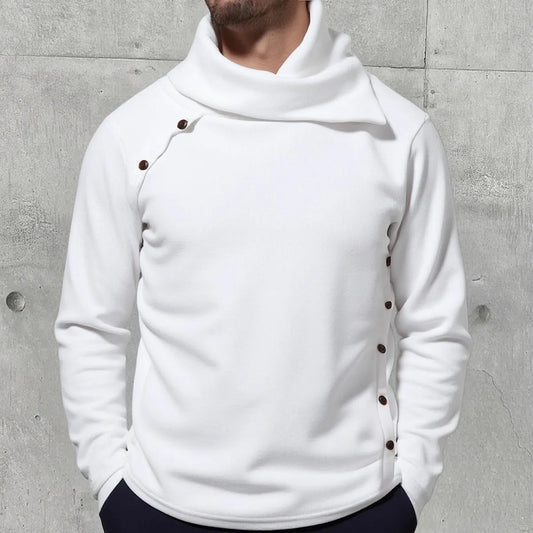 Men's England Style Turtleneck Sweater - Warm Solid Colour Knit Pullover for Autumn Winter