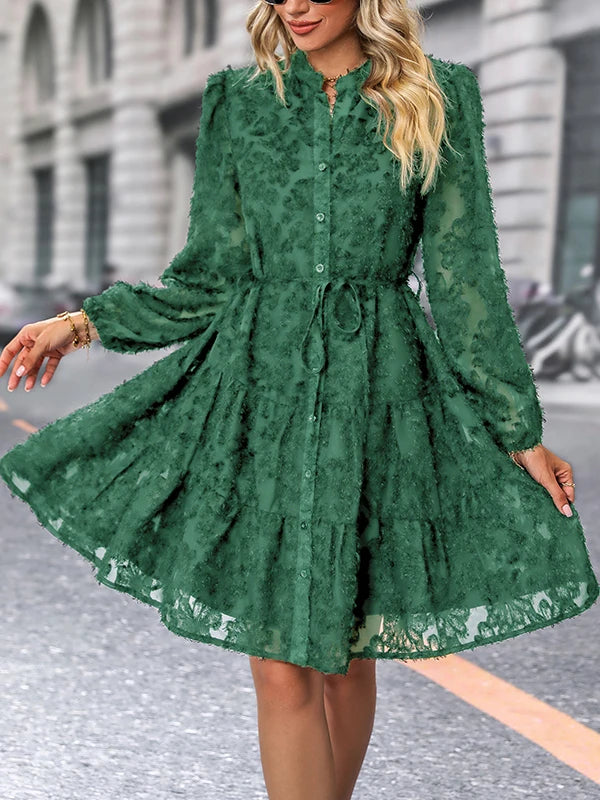 Autumn Winter Fashion - Elegant V-neck Chiffon Dress
