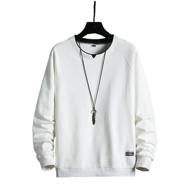Men's Casual Long Sleeve Round-Neck Patchwork Sweatshirt