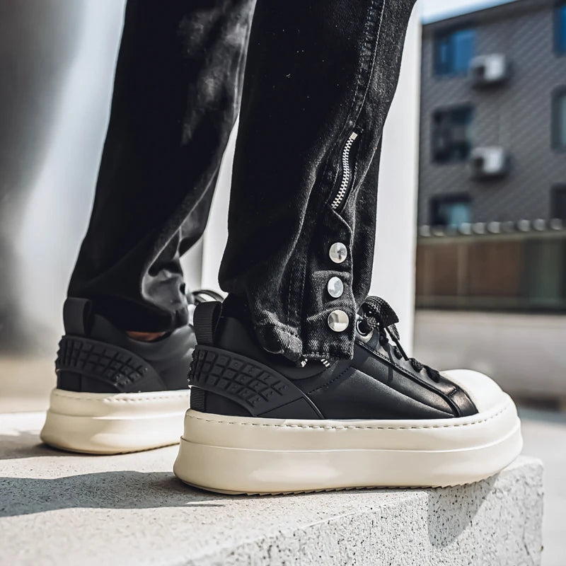 Men's Casual Leather Skateboard Vulcanized Tennis Sports Shoes Sneakers
