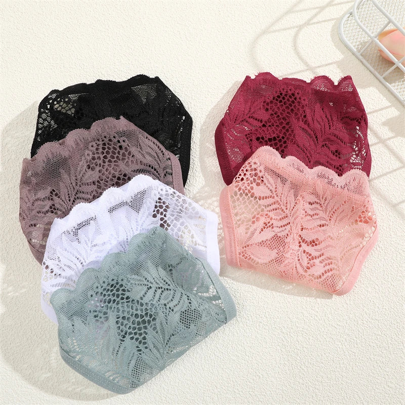 Floral Lace Thong Underwear - Low Waist Transparent Briefs for Women