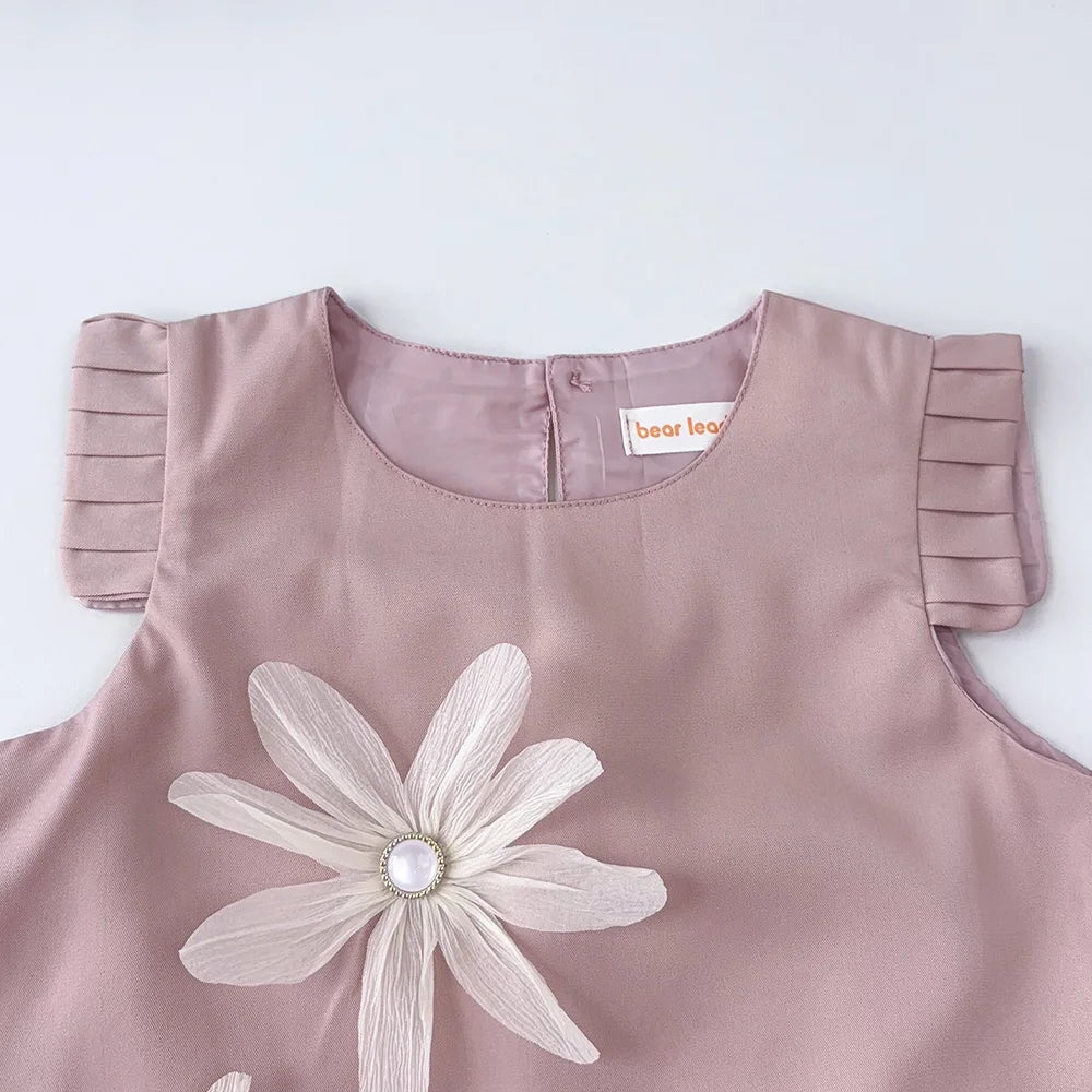 Girl's 2-7 Year Old Children's  Summer  3D Flower Tank Top Dress