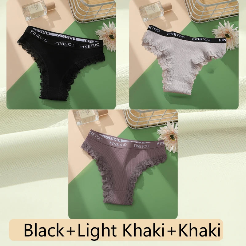 Women's Cotton Lace Low Waist Underwear Thongs G-String Lingerie