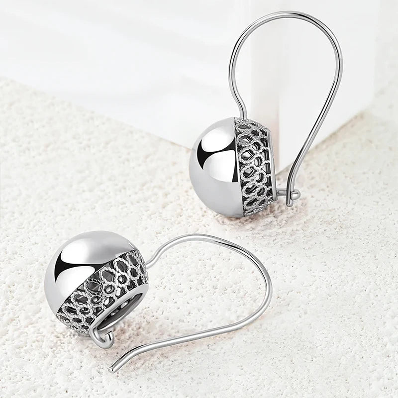 Women's Rose Gold Ball Drop Earrings - Natural Zircon Wedding Jewelry