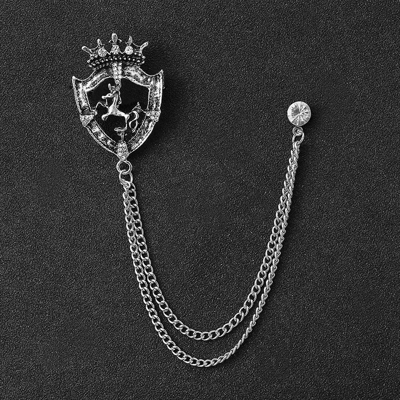 Rhinestone Eagle Brooch - Vintage Airplane Tassel Chain Lapel Pin