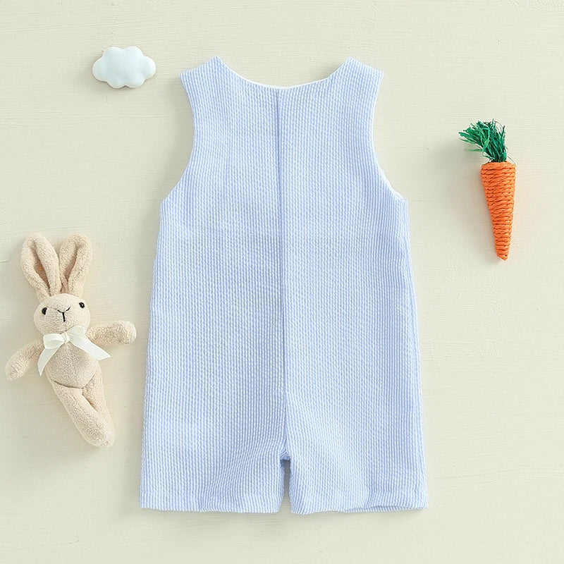 Lovely Baby Easter Romper - Sleeveless Bunny Embroidery Jumpsuit (0-18M)