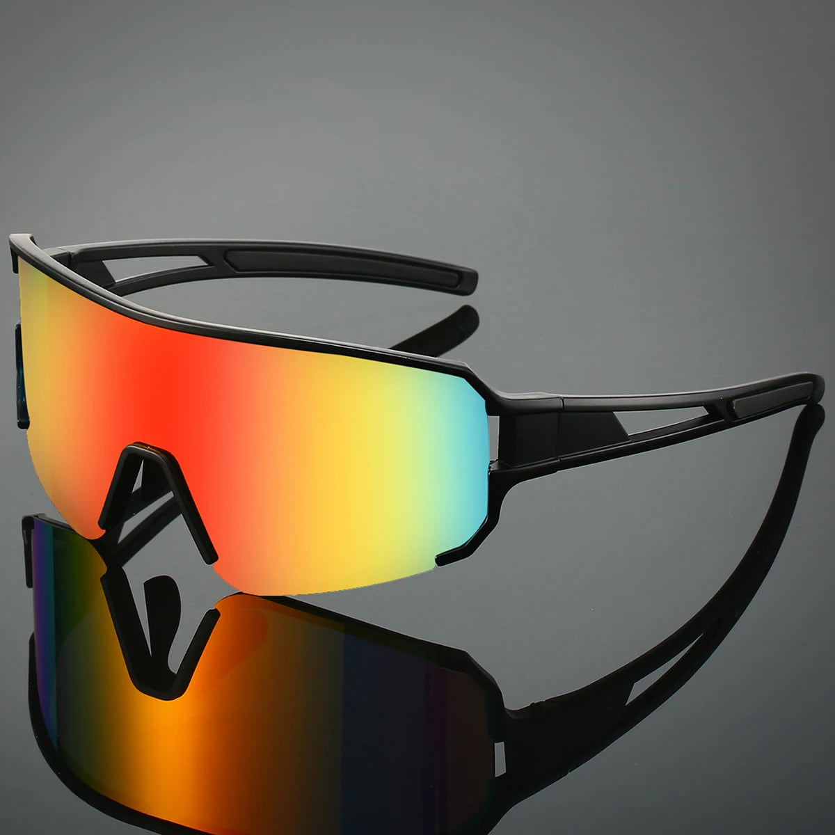 Men's Oversized Sports Goggle Punk Mirror Outdoor Fishing Sunglasses Trendy Windproof Anti-UV Cycling Shades