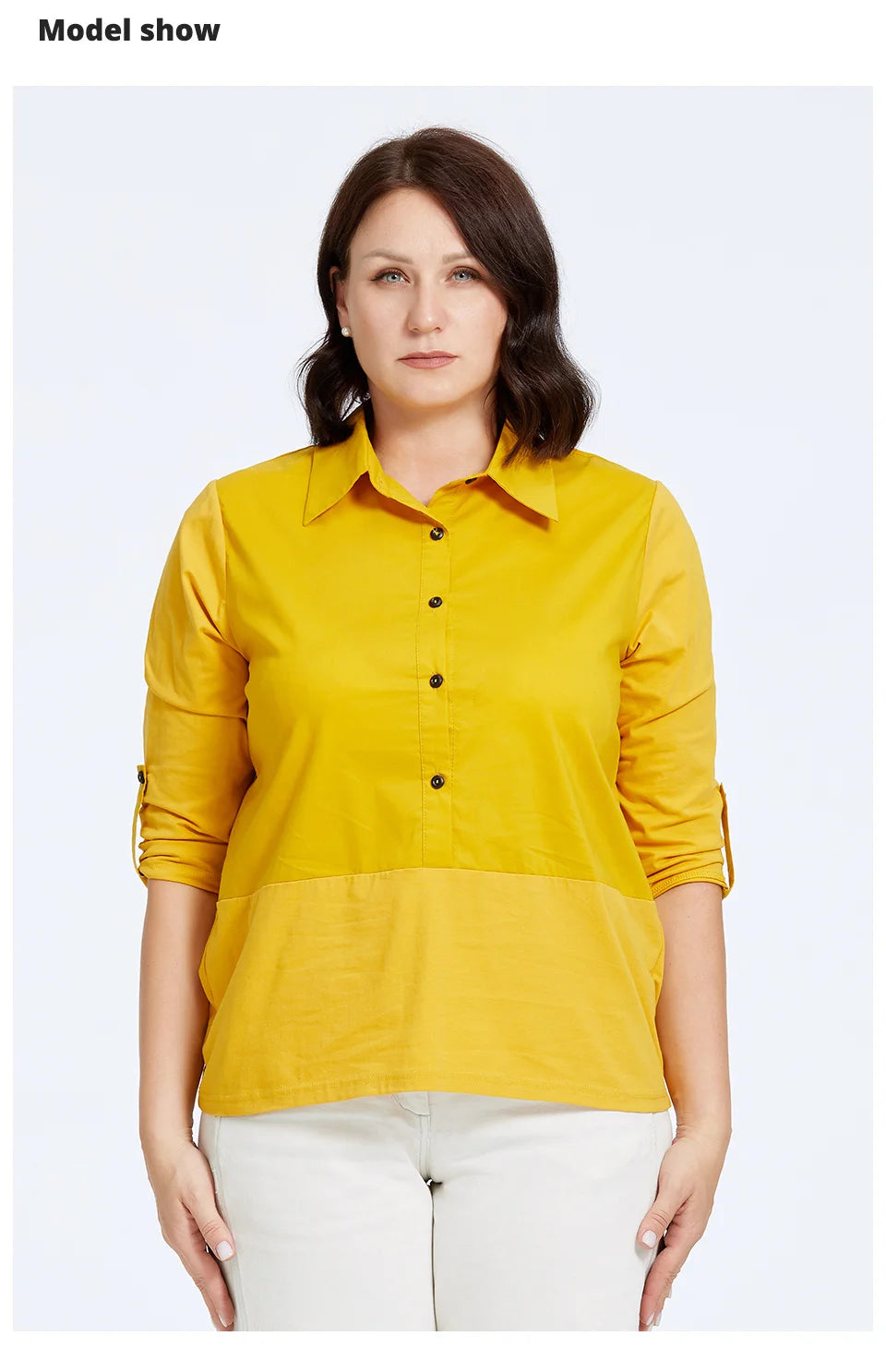 Women's Blouses Elegant Lapel Stitching Plus Size Shirt