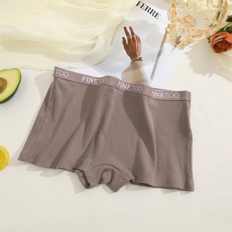 Women's Cotton Boxer Shorts - Seamless Mid Waist Safety Underwear