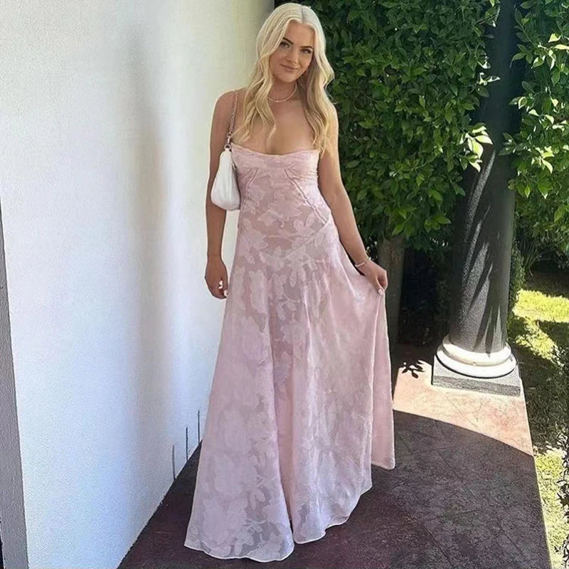 Women's See Through Spaghetti Maxi Plunge Off Shoulder Floral Mesh Patchwork Long Dress