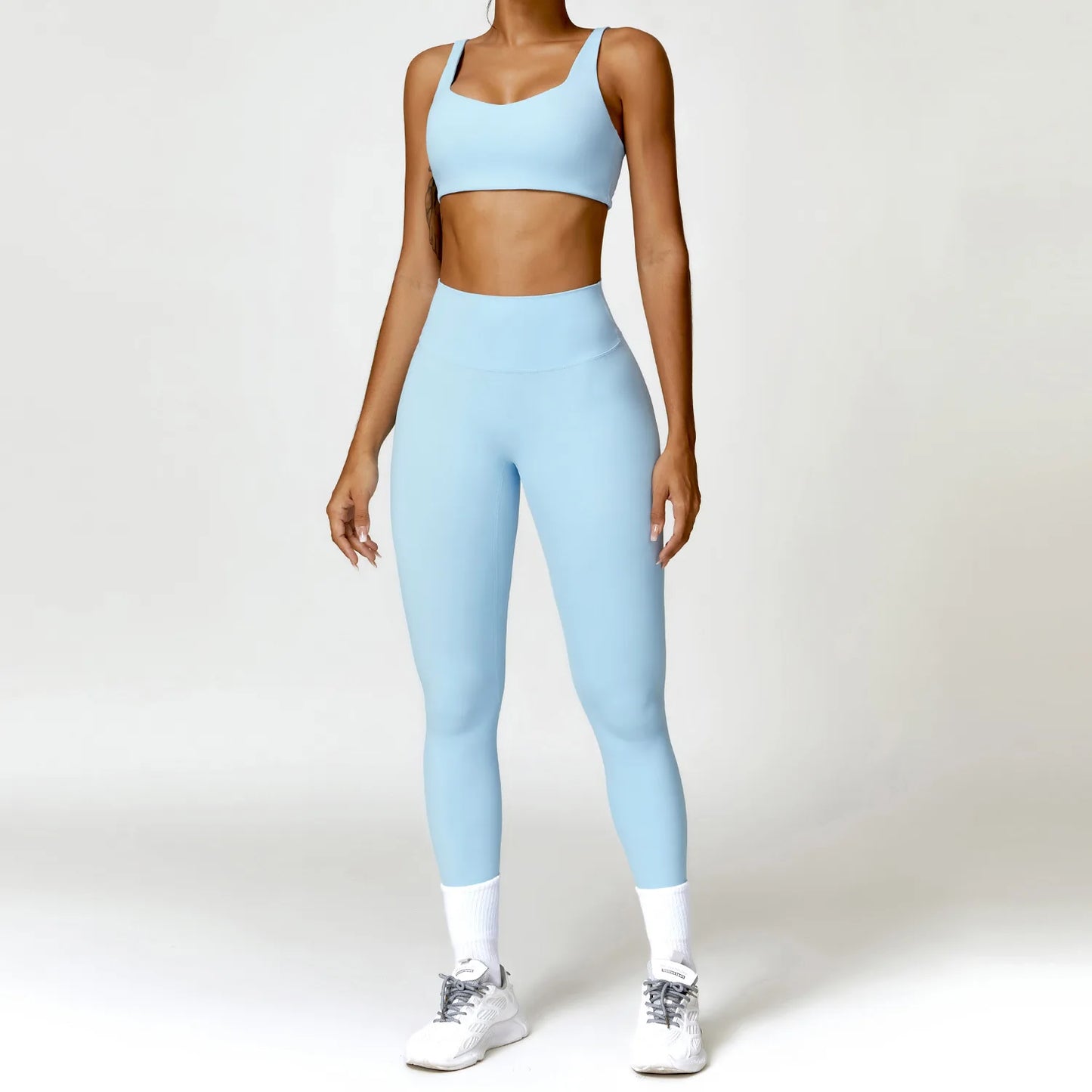 Women's 2 Pcs Yoga  Workout Sportswear Tracksuit Running Fitness Leggings Gym Set