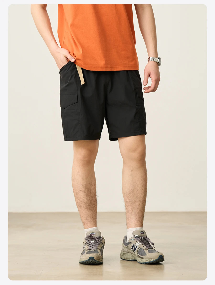 Men's Summer Oversize 145gsm Elastic Quick Dry Fabric Elastic Waist Cargo Shorts
