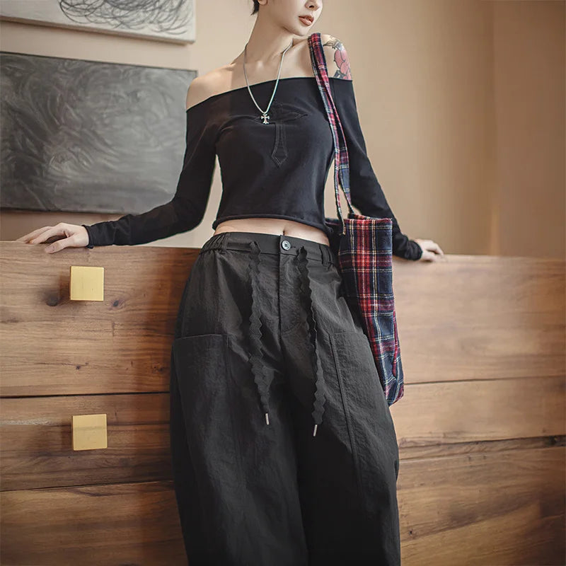 Women's Wide Leg Palazzo Pants - Lightweight Casual Streetwear Trousers