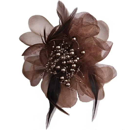 Elegant Feather Fabric Flower Brooch - Women's Corsage Lapel Pin