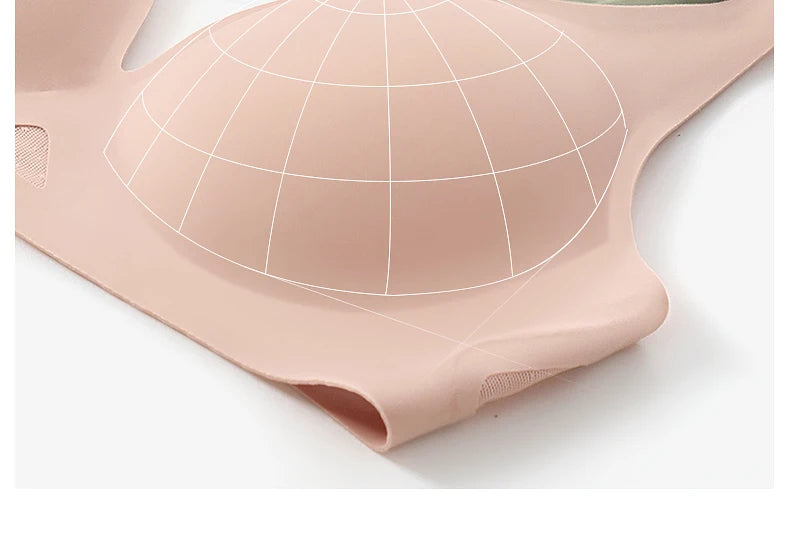 Women's Deep V Seamless Bra Hollow Underwear Comfortable Wireless Brassiere Soft 3/4 Cup Bras Lingerie
