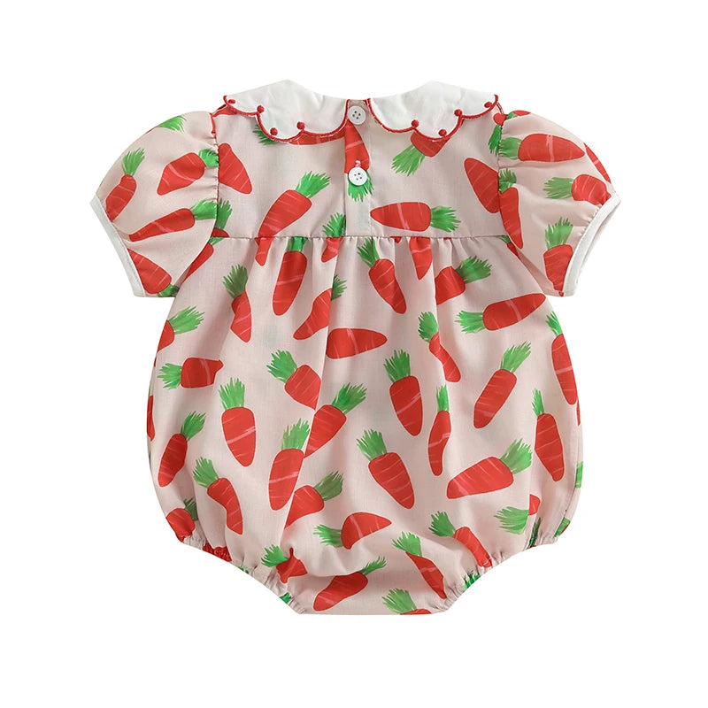 Baby Girls' Easter Carrot Print Romper - Summer Bodysuit