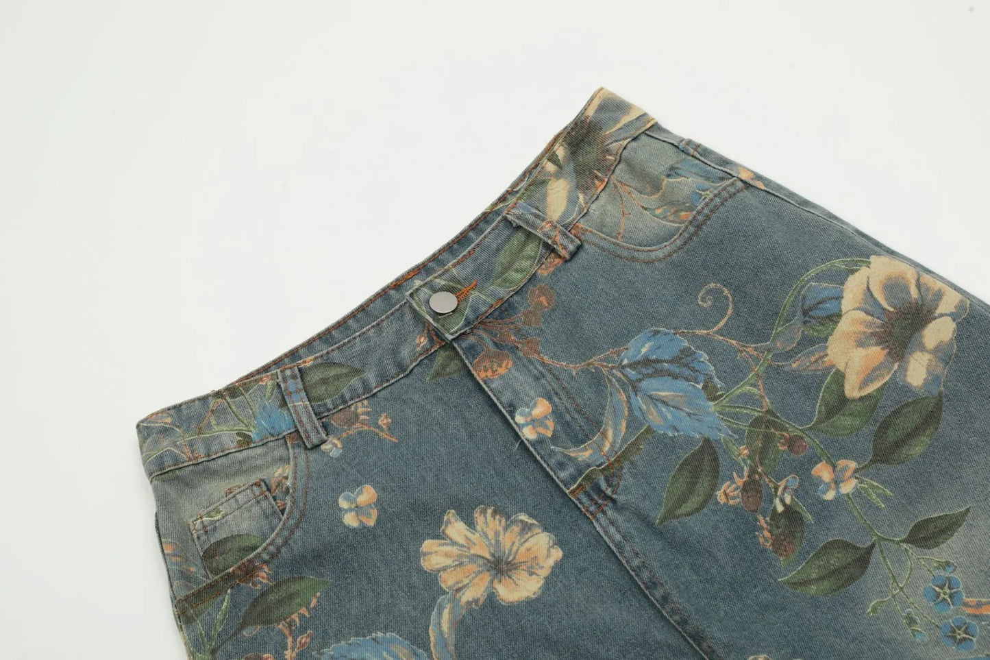 Men's Floral Print Jeans