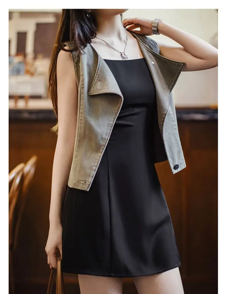 Women's Elegant Black Slip Dress - Backless Midi Summer Dress